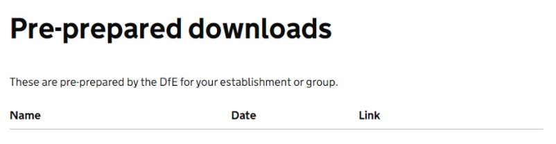 DfE - Pre prepared downloads