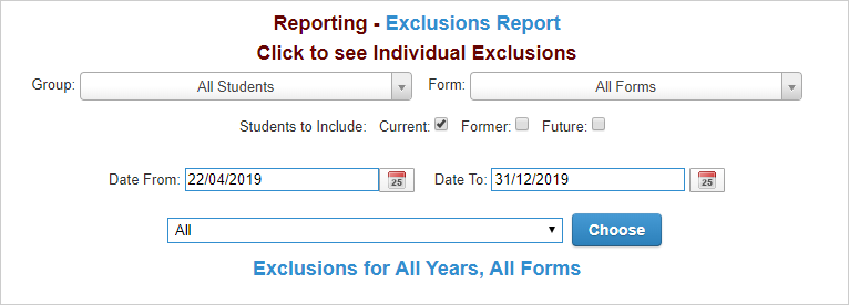 ScholarPack exclusions report